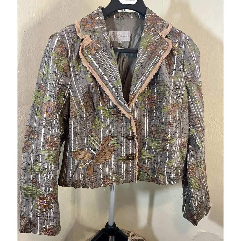 Vintage Earl Rutenberg  Embroidered Mixed Media Blazer Size XL